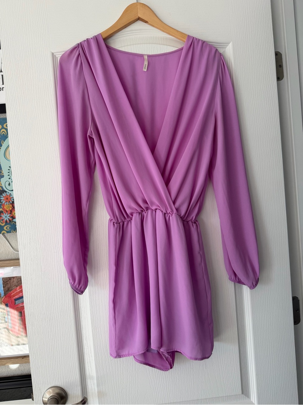 Sage Long Sleeve Pink Romper Large